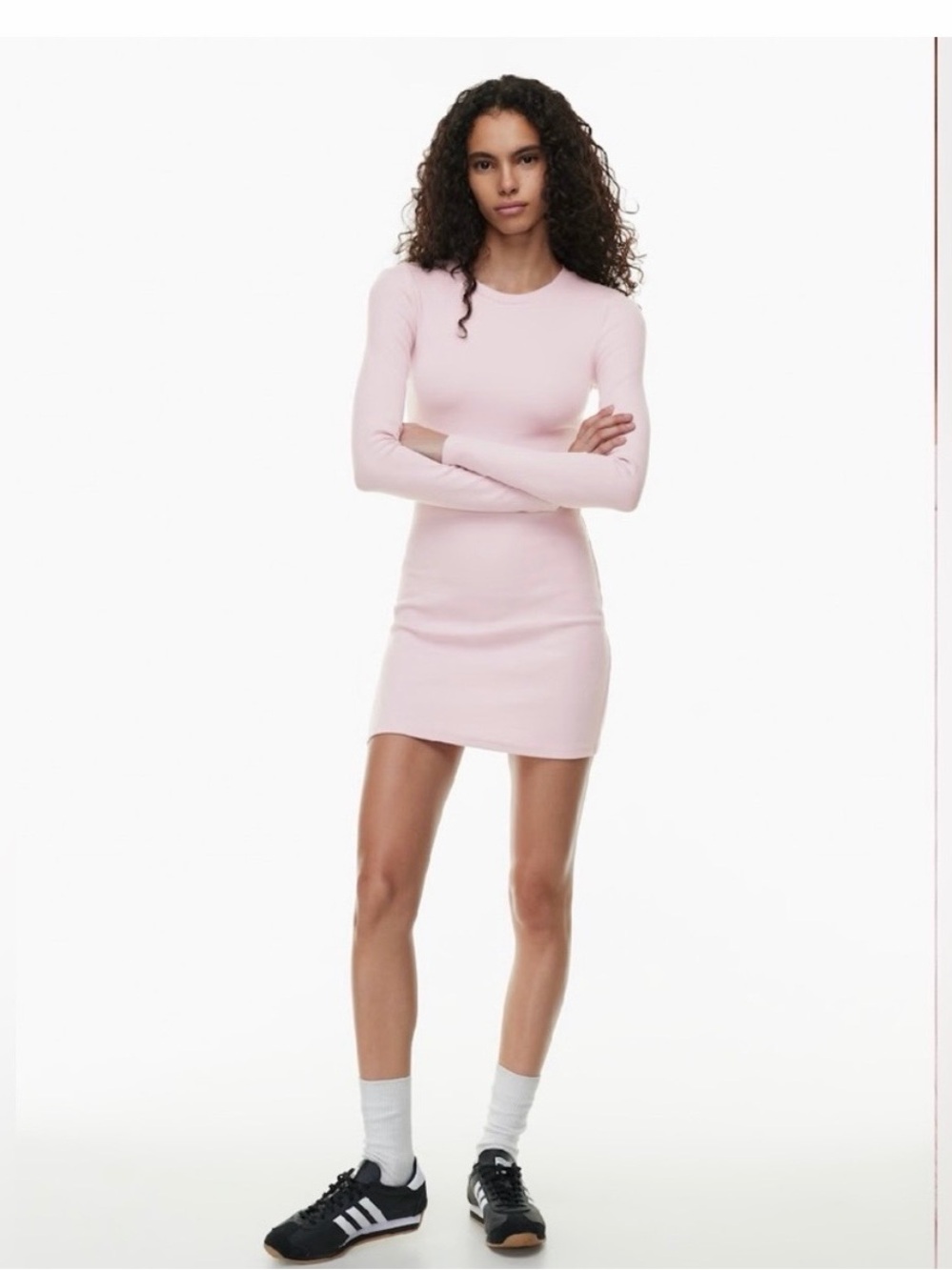 TNA Long-Sleeve Ribbed Bodycon Dress - Light Pink - Picture 2 of 5